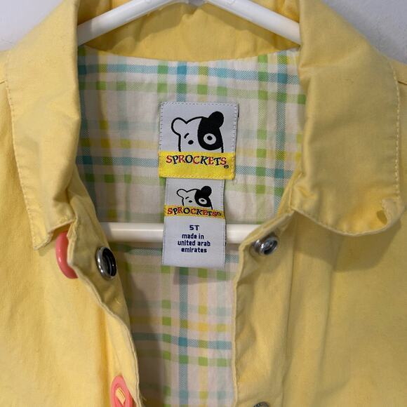 Sprockets Kids Yellow Trench Coat Snap Closure Pockets Cotton Spring Summer Cute - Picture 2 of 5